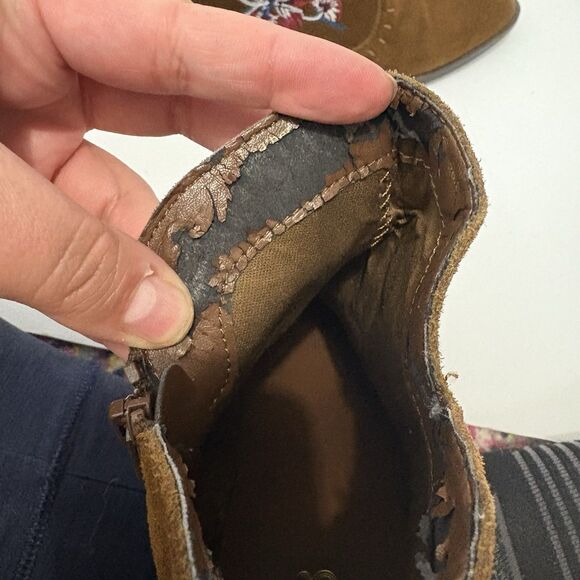 Carlos Santana Ankle Boots Women 9 Embroidered Floral Brown Multi Boho Western - Picture 9 of 11